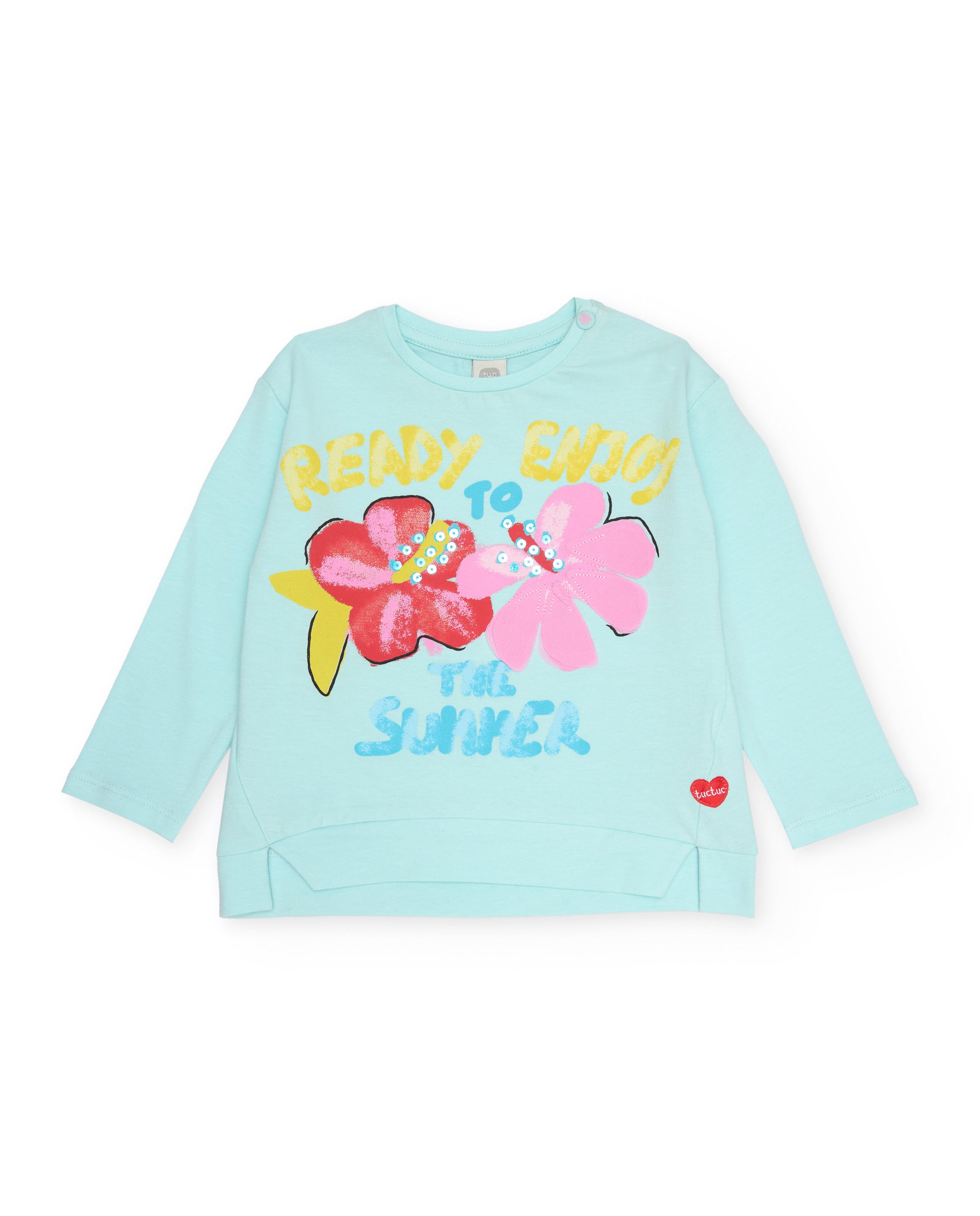 TucTuc Magliette t-shirt turchese bambina fiori