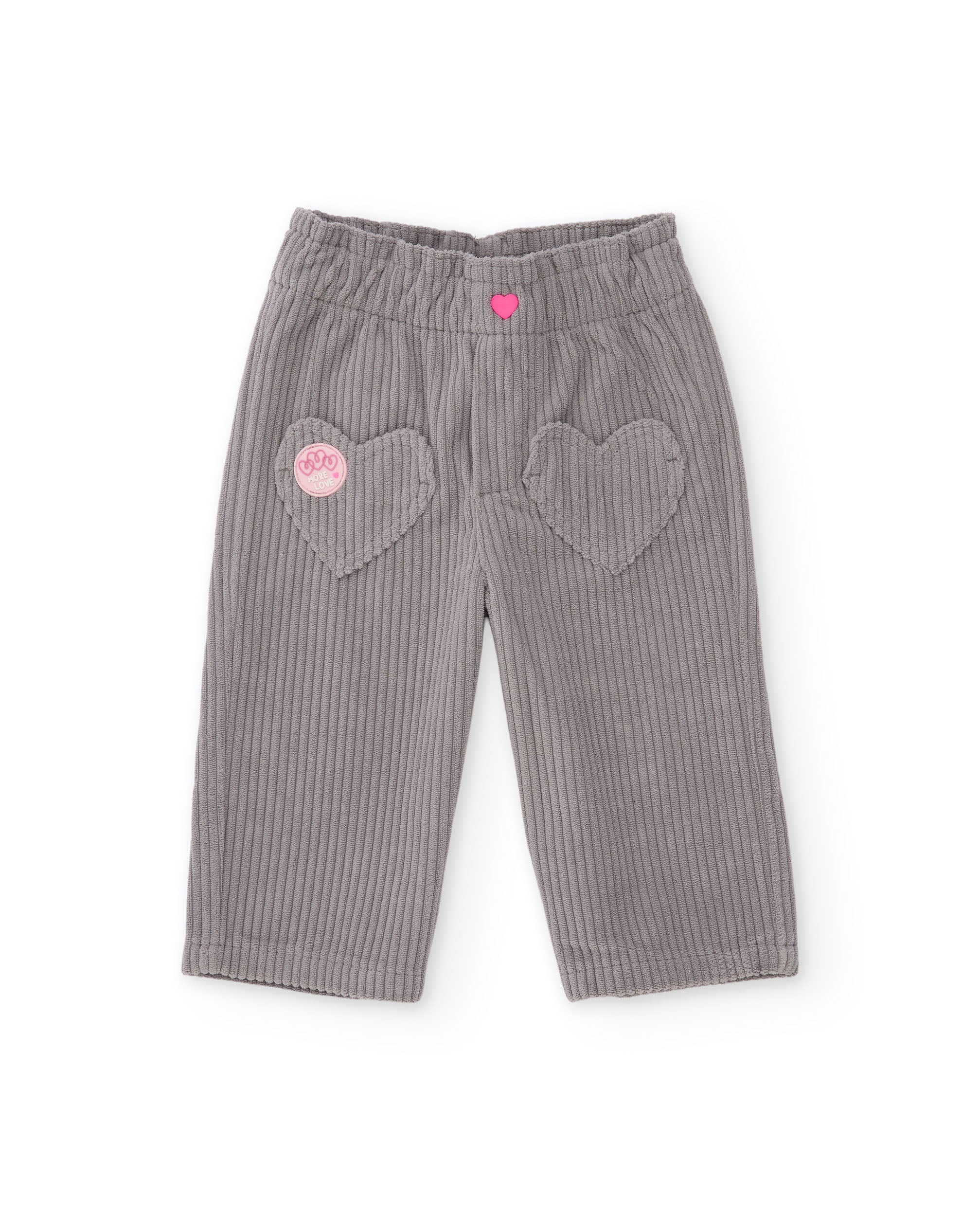 TucTuc Pantaloni pantalone bambina velluto grigio cuori