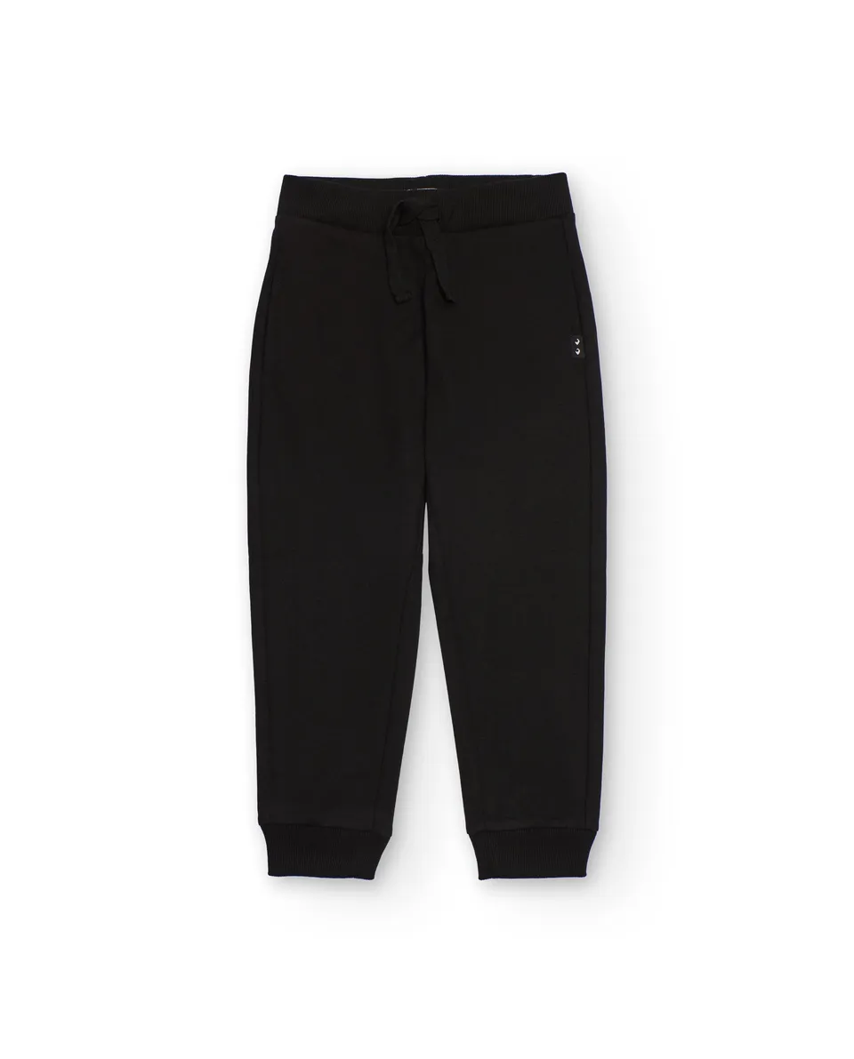 TucTuc Pantaloni pantaloni bambino neri felpa coulisse polsini