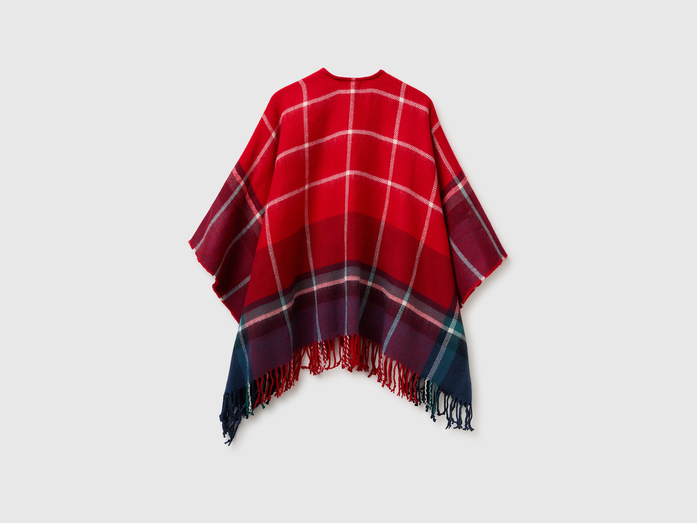 United Colors of Benetton mantella jacquard quadri con frange