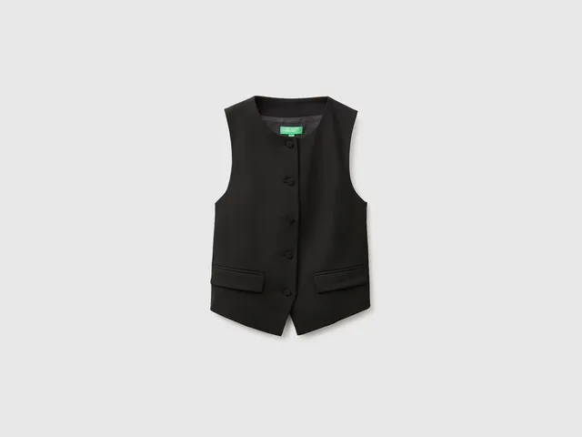 United Colors of Benetton Crew neck vest gilet bottoni slim taglia 42