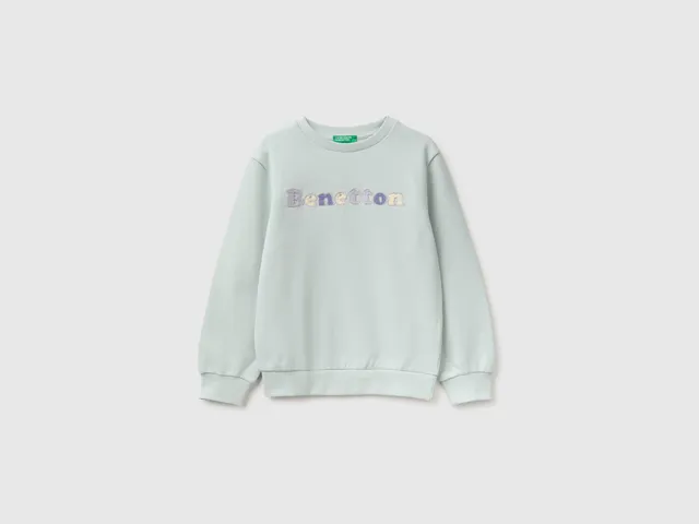 United Colors of Benetton Sweatshirts felpa bimbo ricamo cotone bio