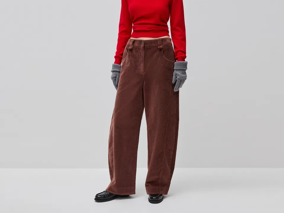 United Colors of Benetton Trousers pantaloni velluto barrel fit