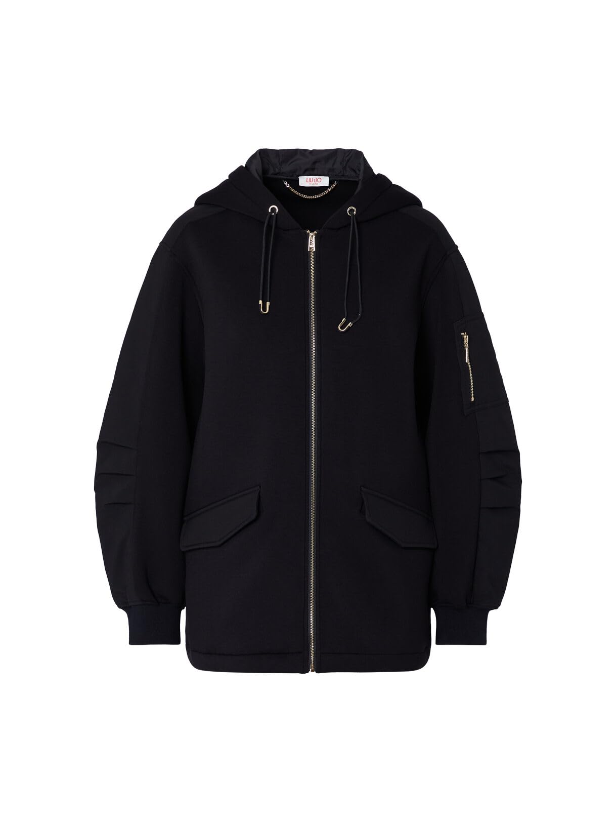 Liu Jo Giacche Giubbotto Oversize Cappuccio Scuba Zip Nero