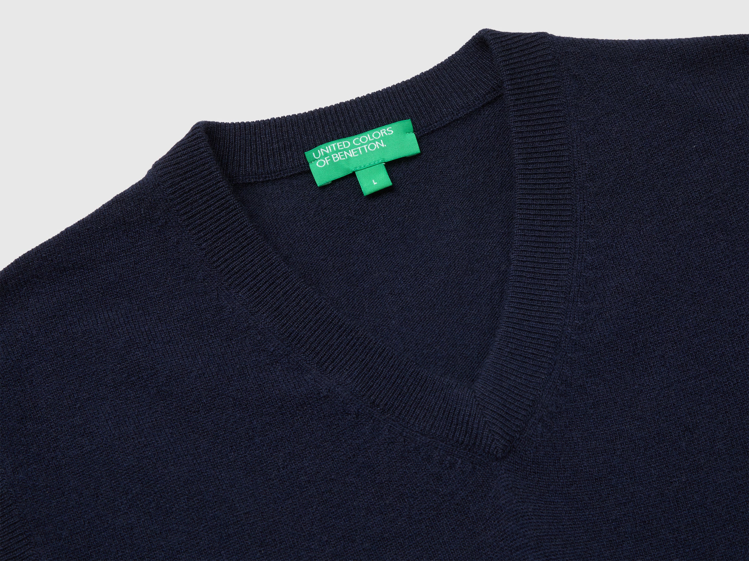 United Colors of Benetton Gilet lana merino blu notte scollo V