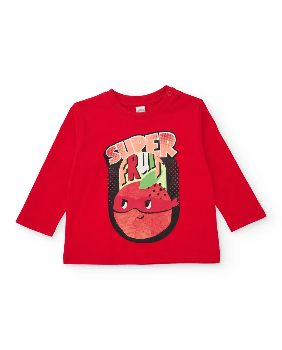 TucTuc Magliette maglia bimbo rossa Super Fruit cotone