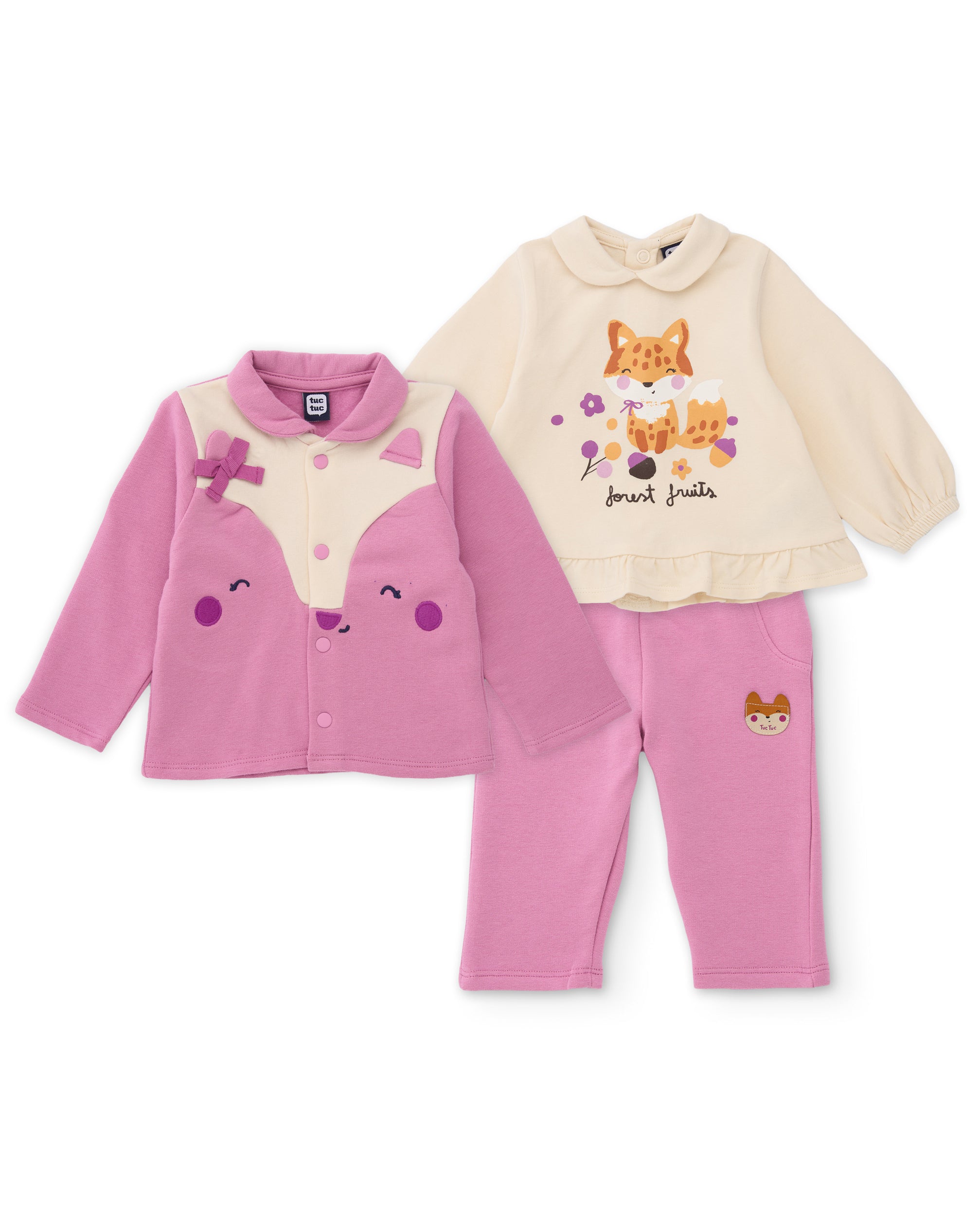 TucTuc Completi Magic Foxy Neonata Rosa in Felpa