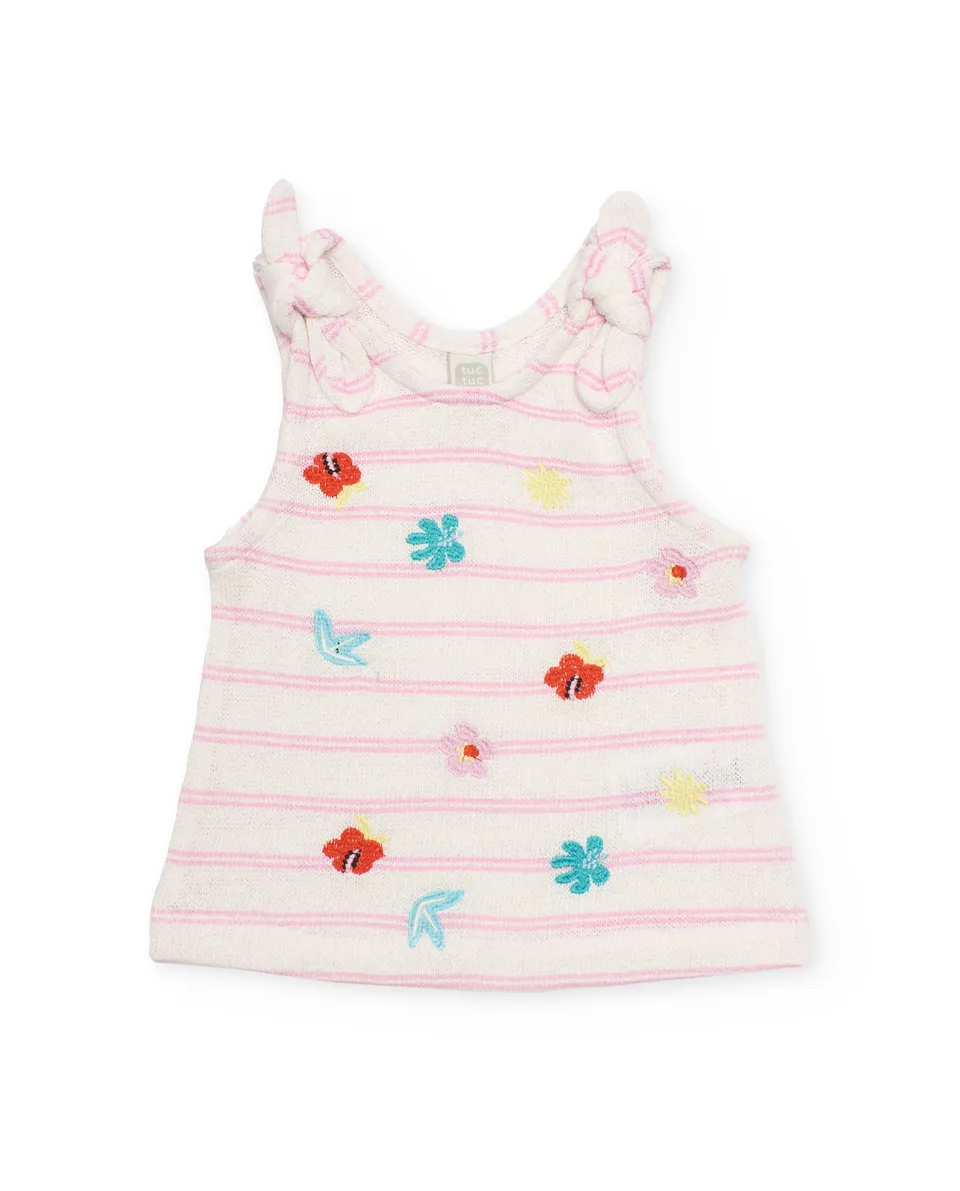 TucTuc Magliette Maglietta Bambina Cotone Rosa Fiori