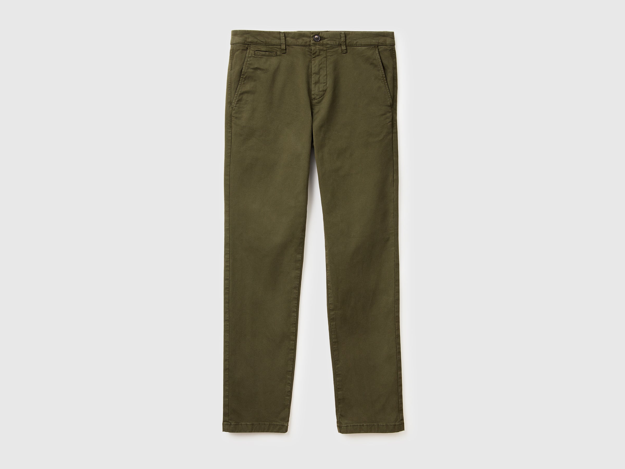 Benetton Trousers chinos verde scuro cotone slim taglia 42