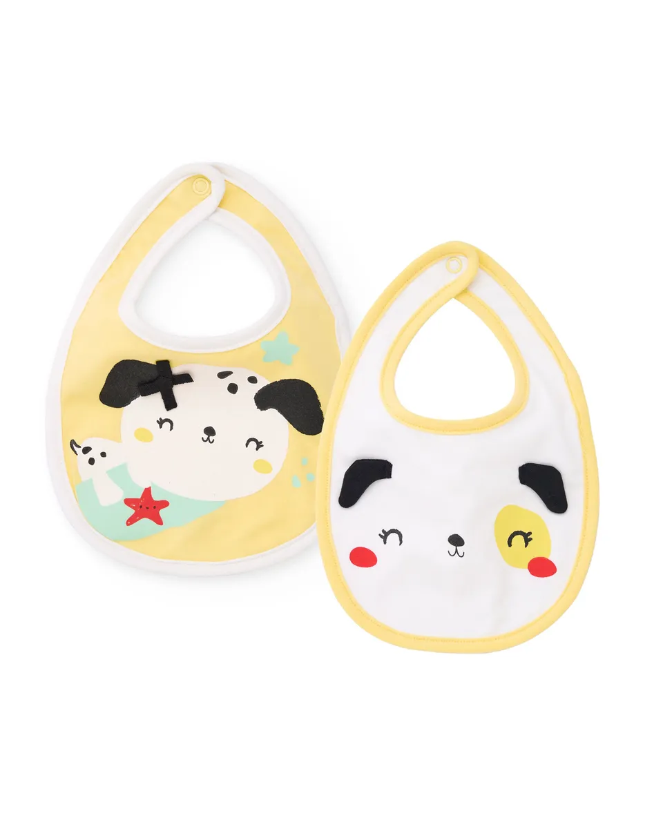 TucTuc Accessori Cagnolini Set 2 Bavaglini Neonata Giallo Cotone