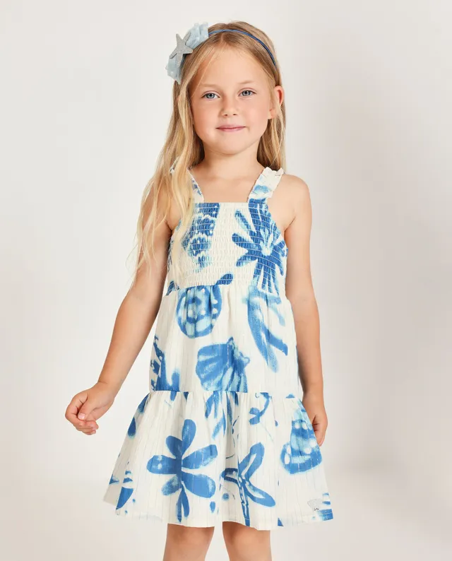 TucTuc Vestiti vestito bianco blu bambina 4 anni corpetto