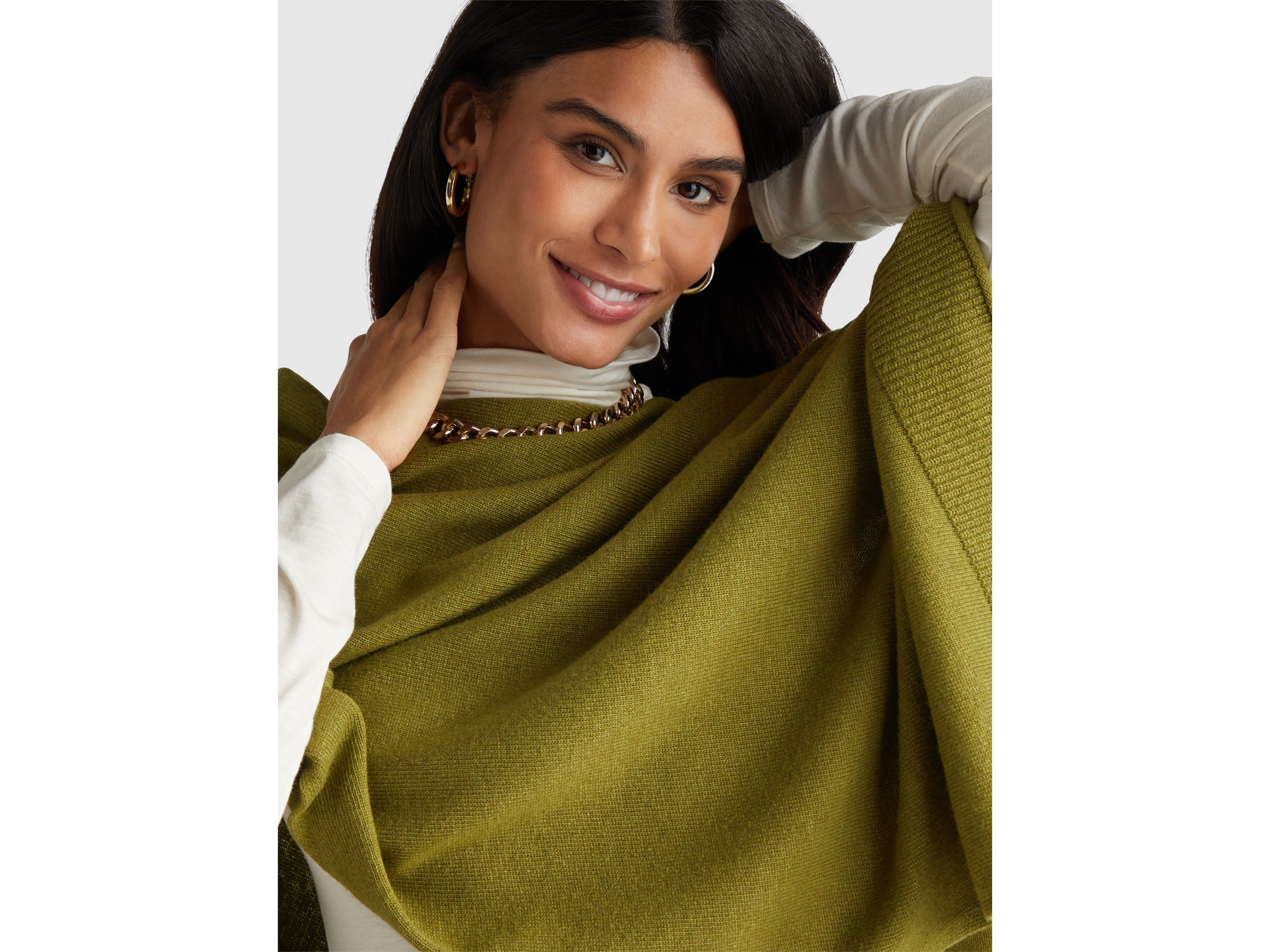 United Colors of Benetton Poncho Misto Cashmere Collo a Punta OS
