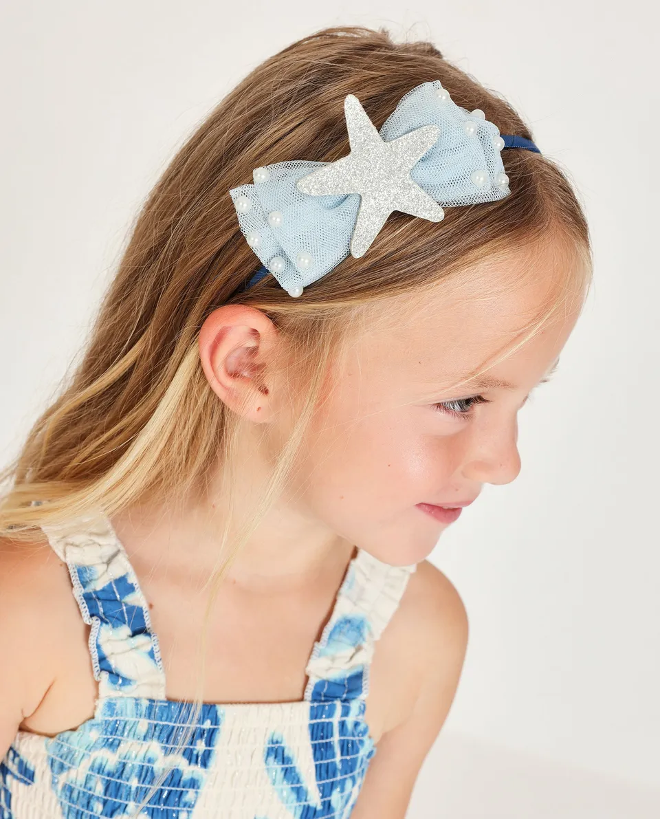 TucTuc Accessori Cerchietto Bambina Blu Fiocco Tulle