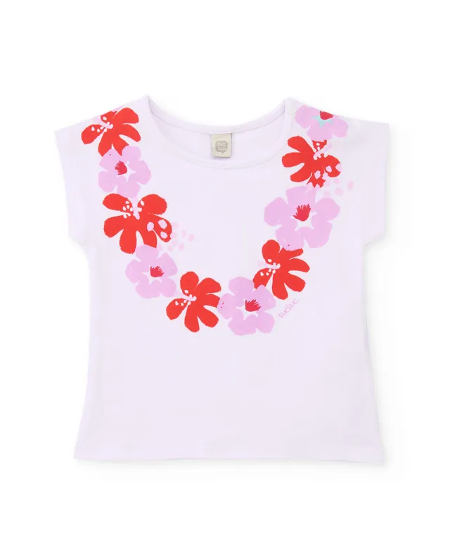 TucTuc Magliette T-Shirt Bambina Bianco Jersey Fiori Manica corta