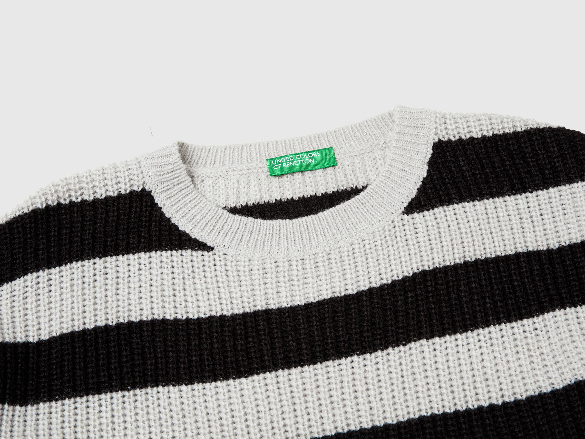 Benetton Maglione righe bicolore girocollo Easy Care