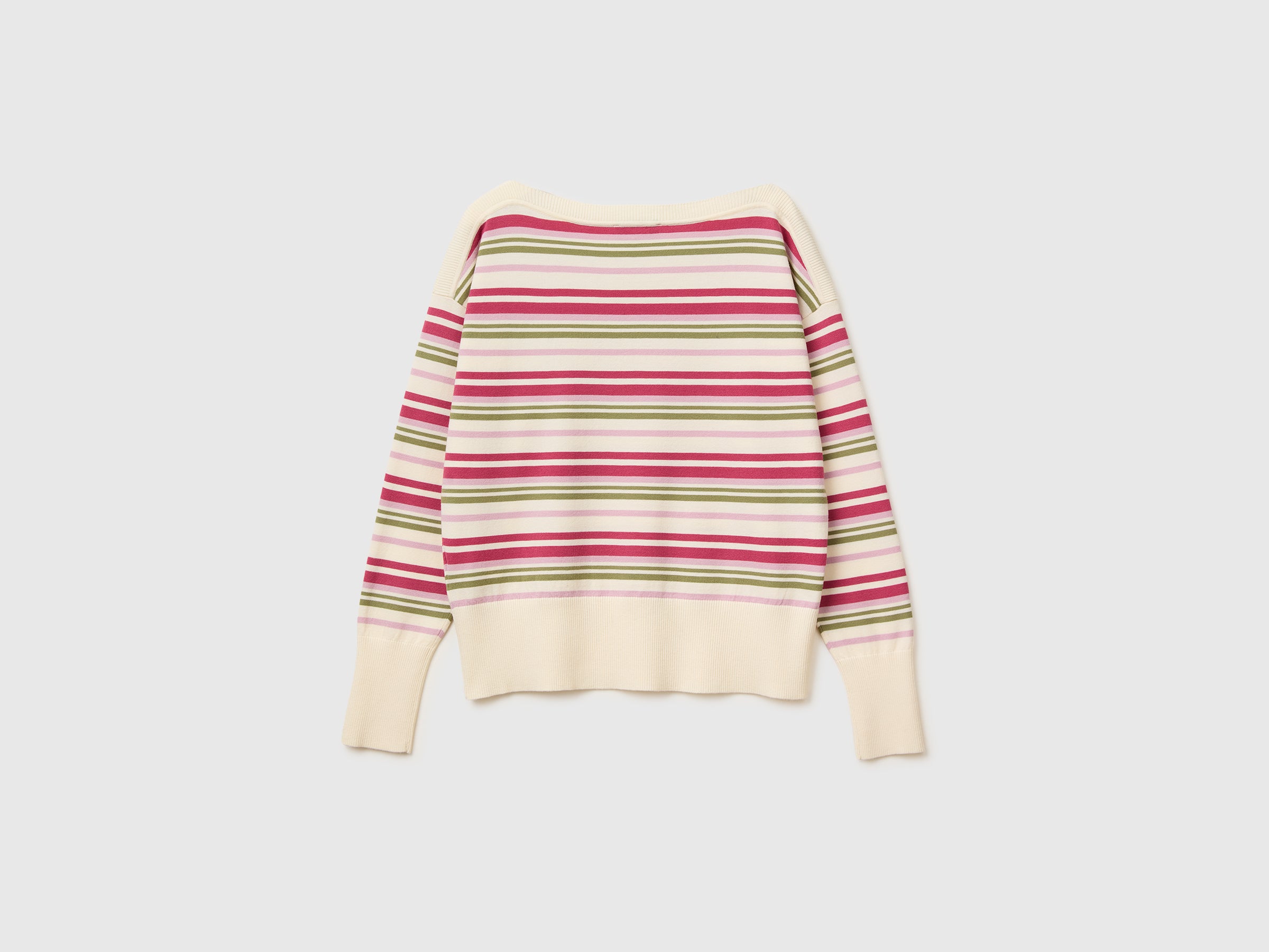 Benetton Sweaters maglione righe scollo barca M