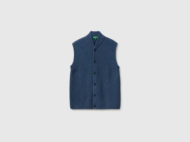 Benetton gilet maglia misto lana bottoni taglia M