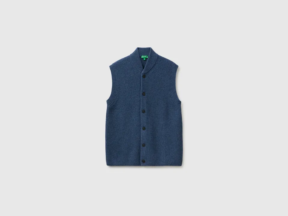 Benetton gilet maglia misto lana bottoni taglia M
