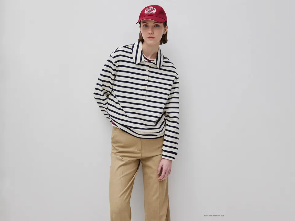 Benetton Sweatshirts Polo righe felpa cotone taglia M