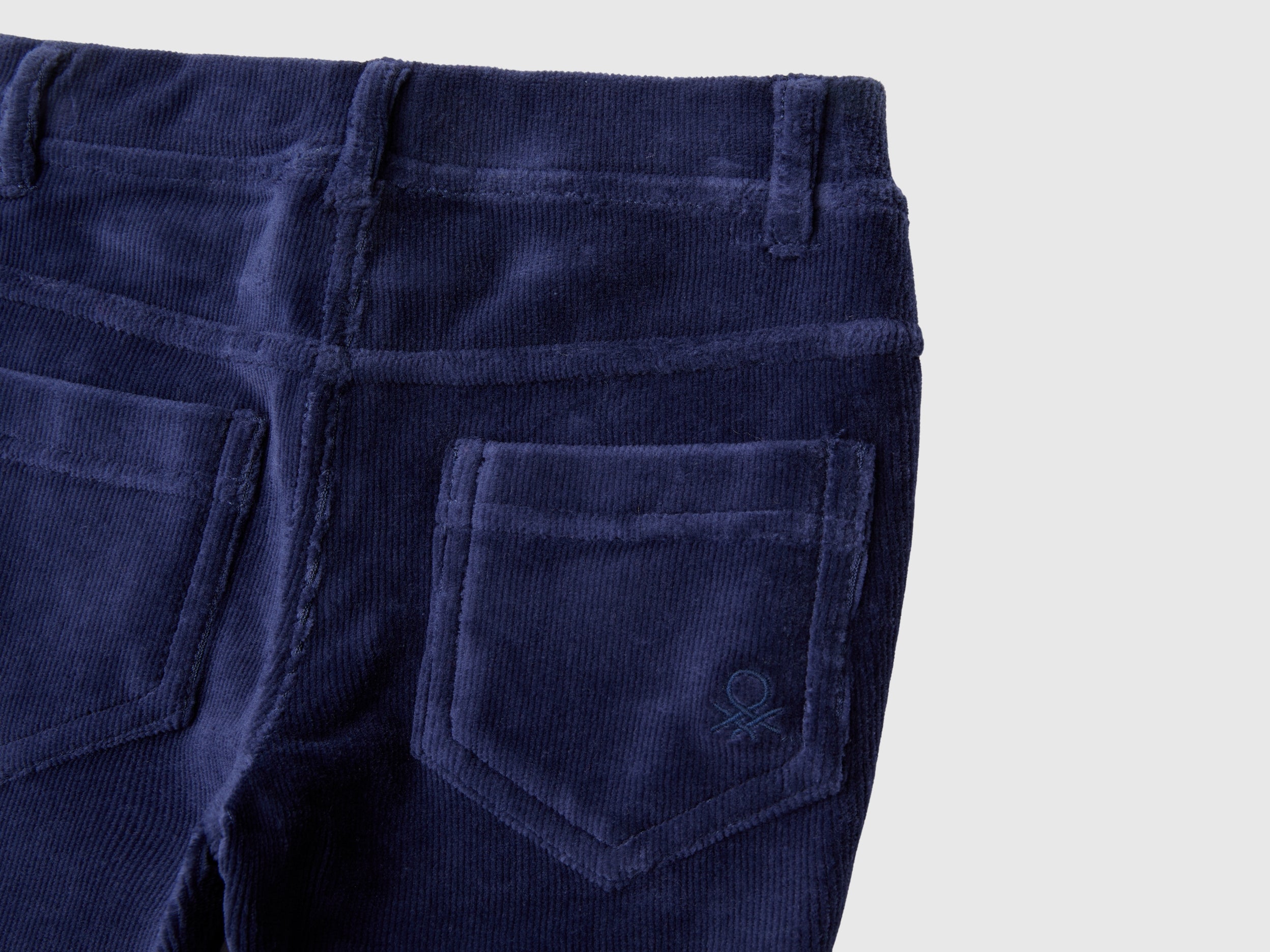 Benetton Pantaloni Ciniglia Coste Cotone Stretch Logo