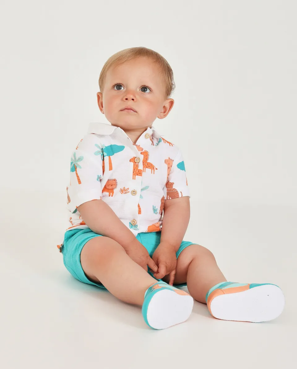 TucTuc Completi Set Neonato Bianco Stampa Savana Estate
