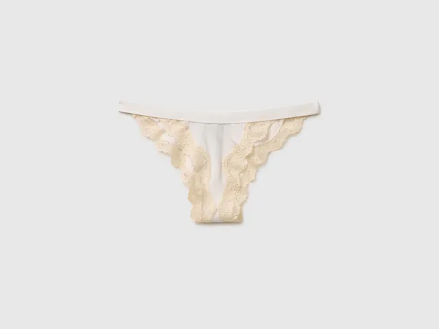 Benetton Low-cut briefs slip pizzo seta taglia S
