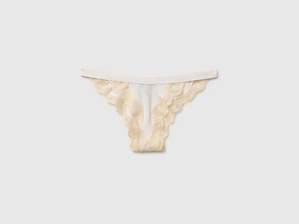 Benetton Low-cut briefs slip pizzo seta taglia S
