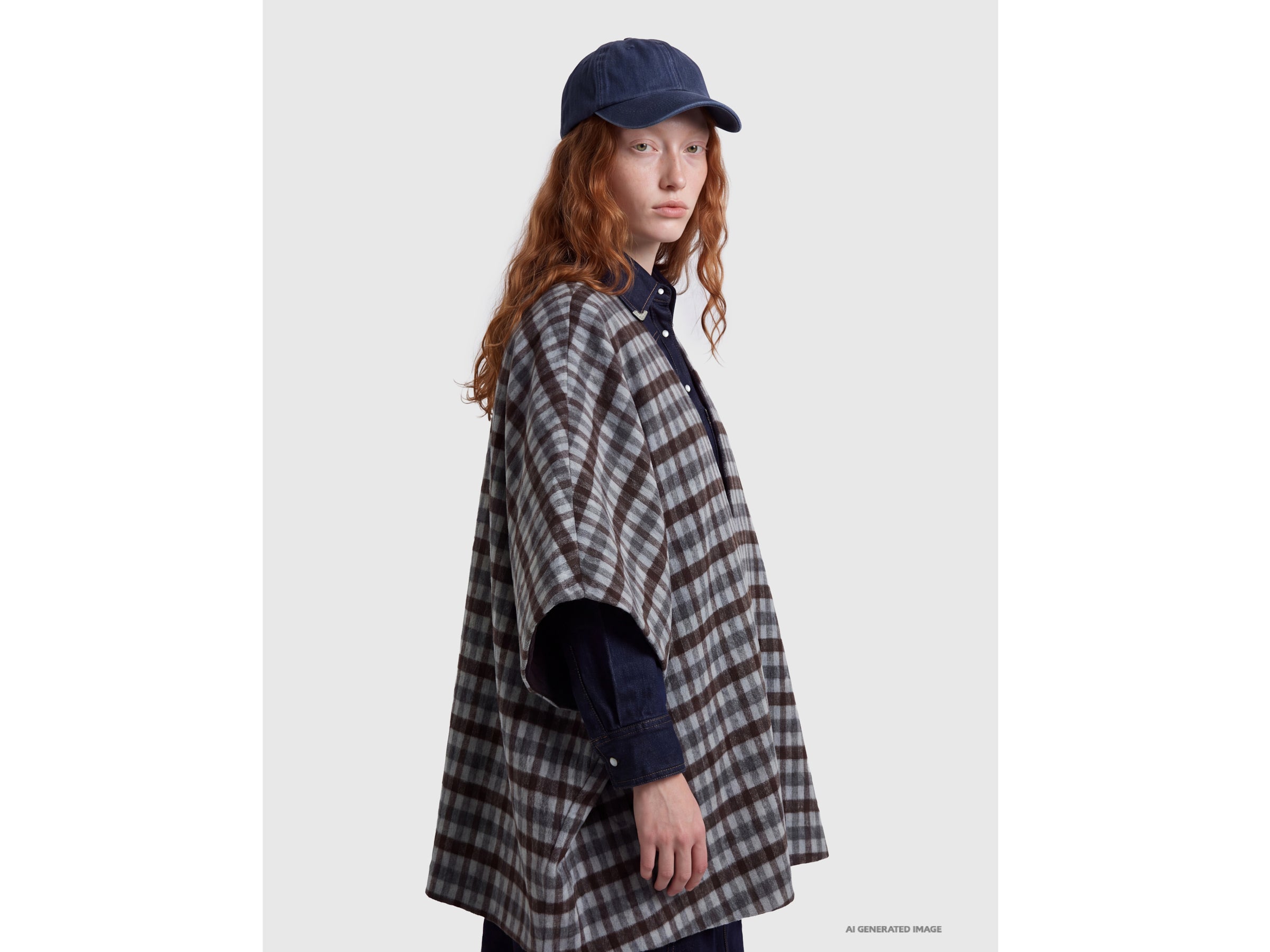 United Colors of Benetton Reversible wool blend cape mantella OS lana