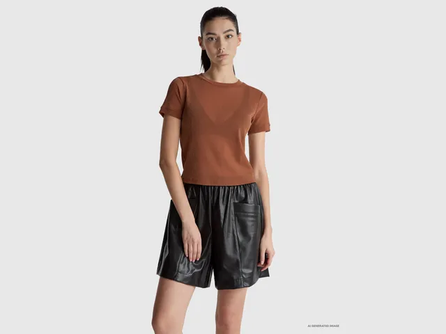 Benetton maglietta maniche corte lurex slim taglia M