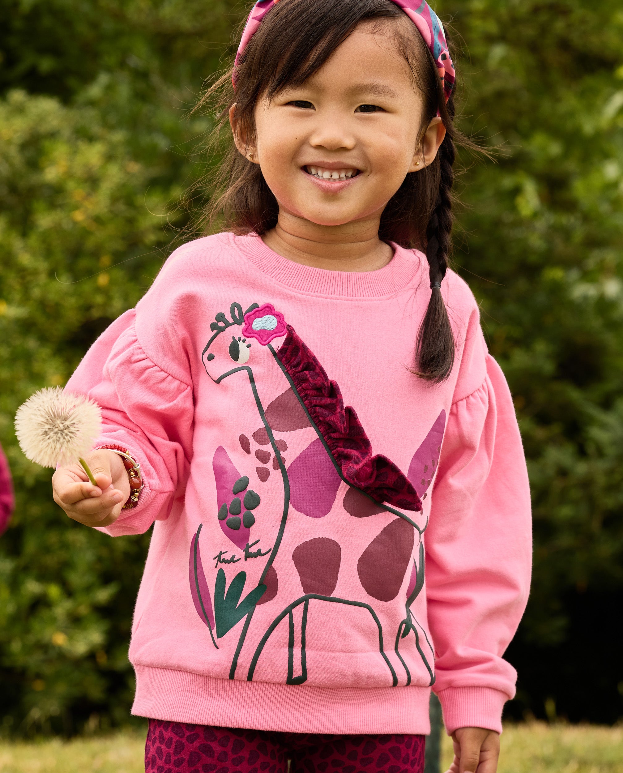 TucTuc Felpe Felpa Bambina Rosa Giraffa Volant