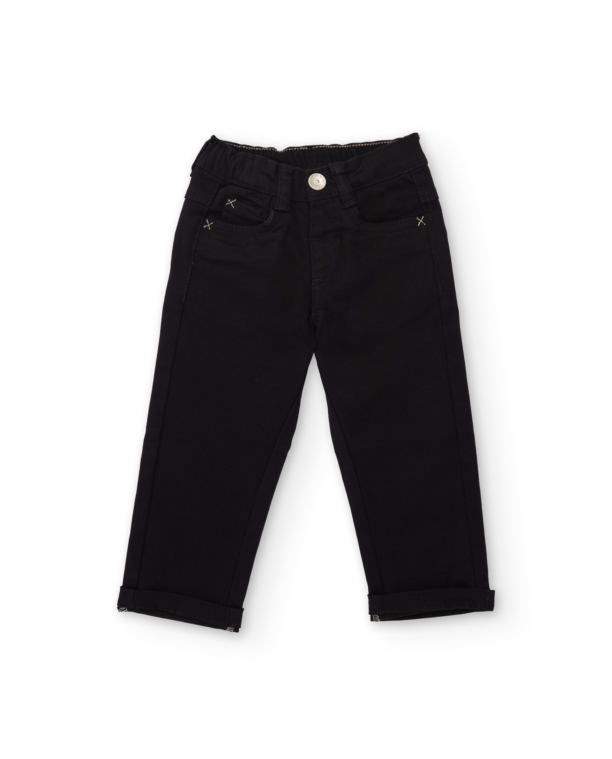 TucTuc Pantaloni Twill Neri Bambino Vita Regolabile