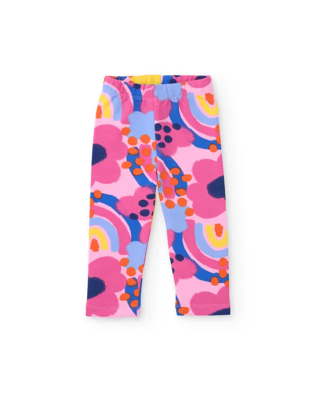 TucTuc Leggings felpa bambina stampa floreale rosa