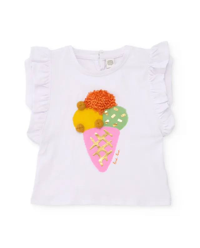 TucTuc Magliette T-Shirt Bambina Maglia Bianca Gelato