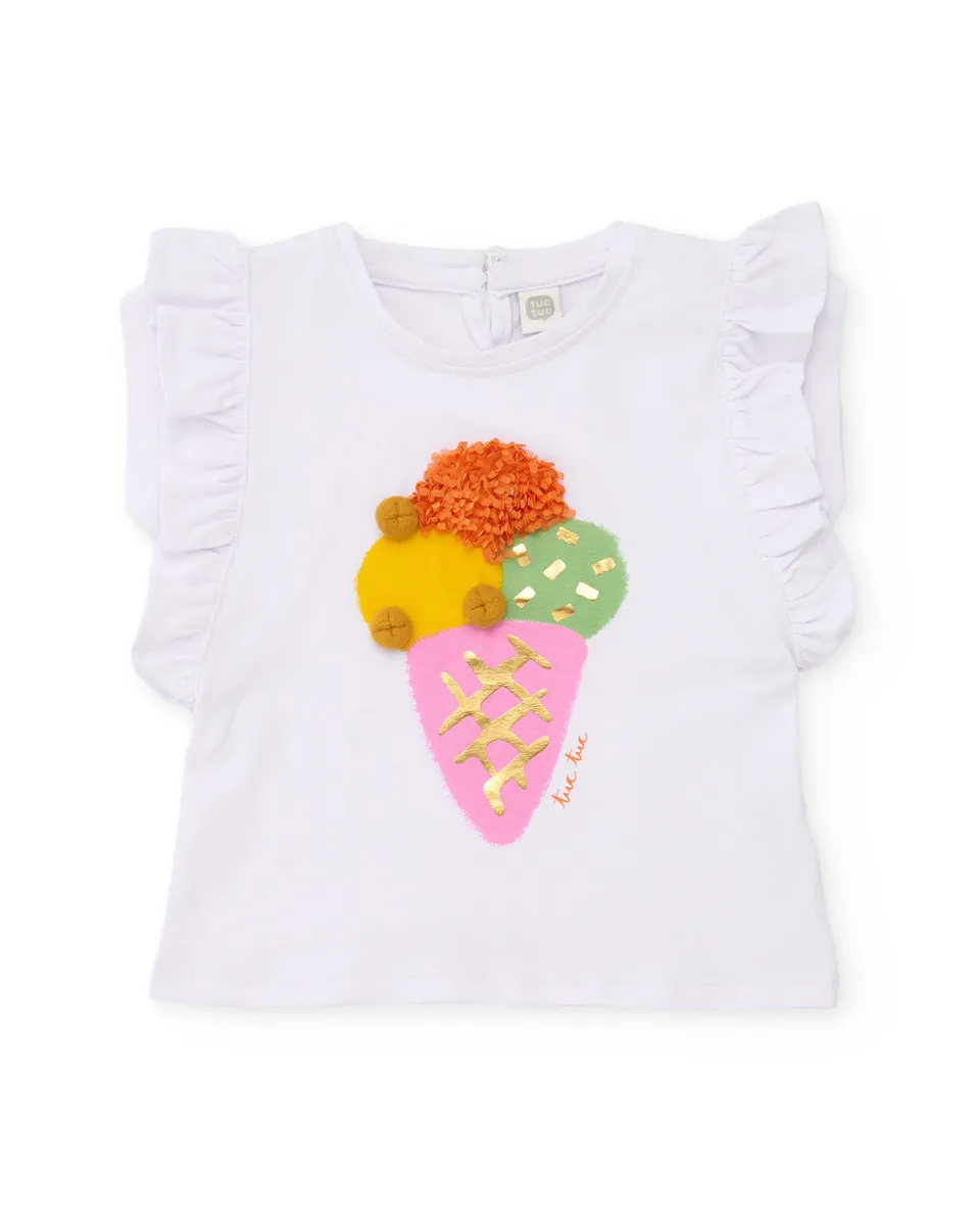 TucTuc Magliette T-Shirt Bambina Maglia Bianca Gelato