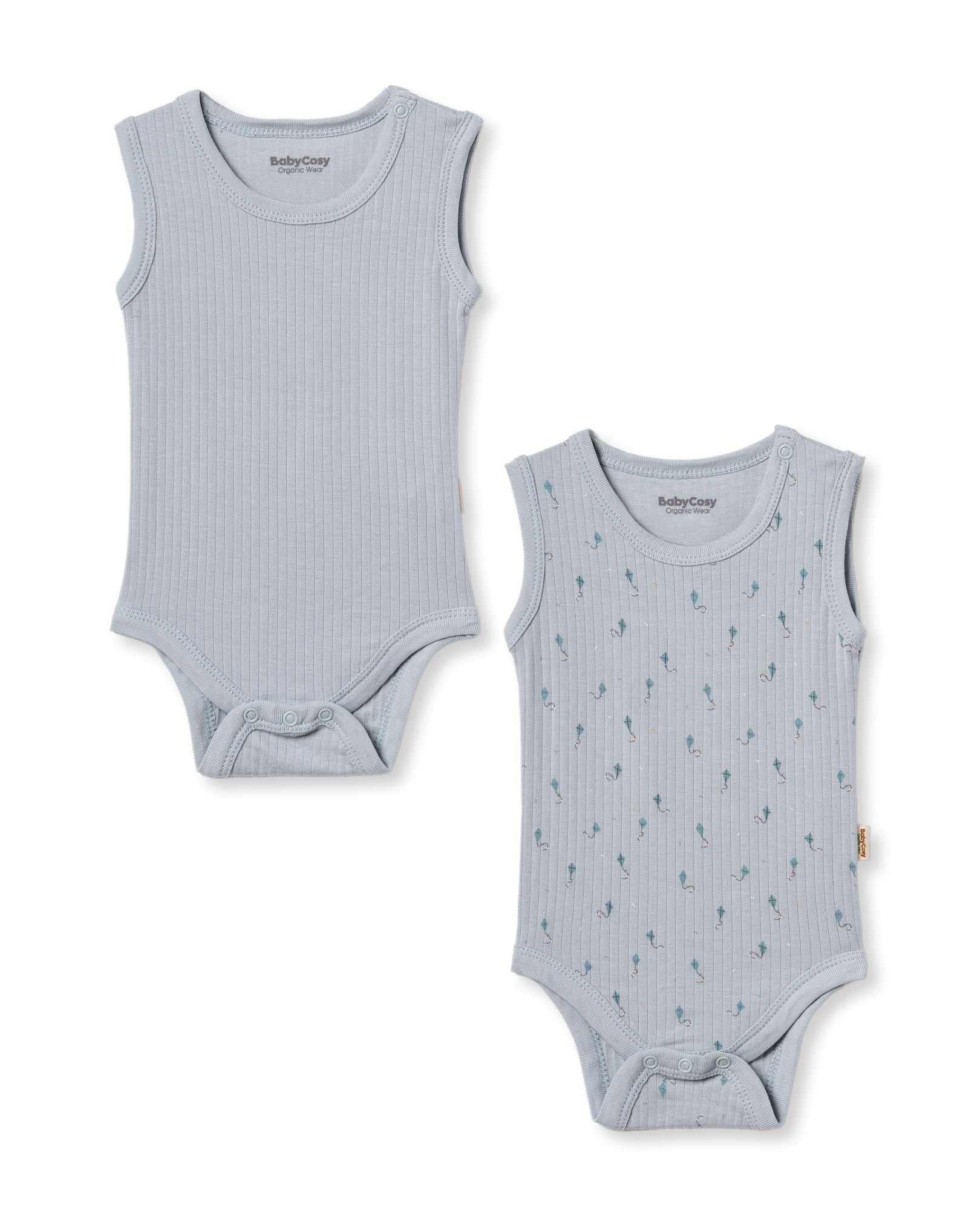 BabyCosy Set 2 Body Senza Maniche Modal Azzurro 0-3 Mesi