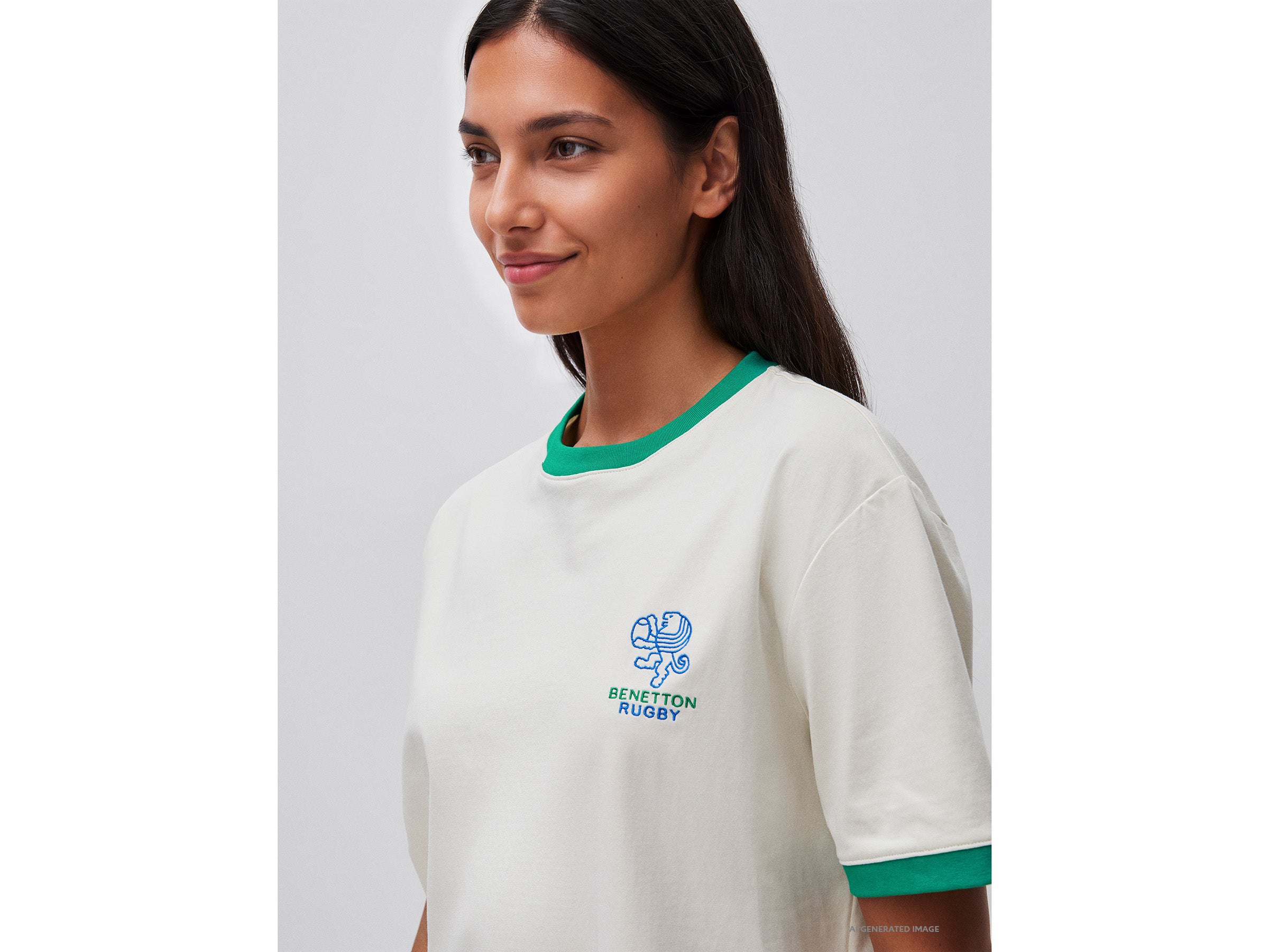 United Colors of Benetton Rugby T-shirt Cotone Bianca Manica Corta M