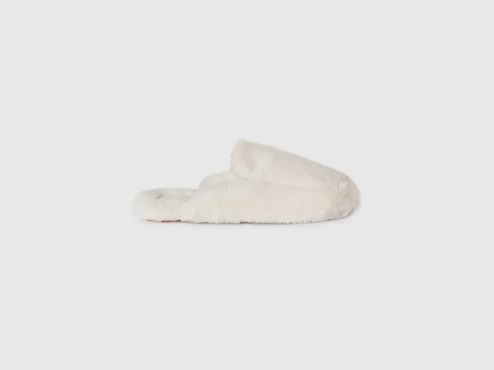 United Colors of Benetton Shoes Ciabatte Pelliccia Sintetica Punta Aperta