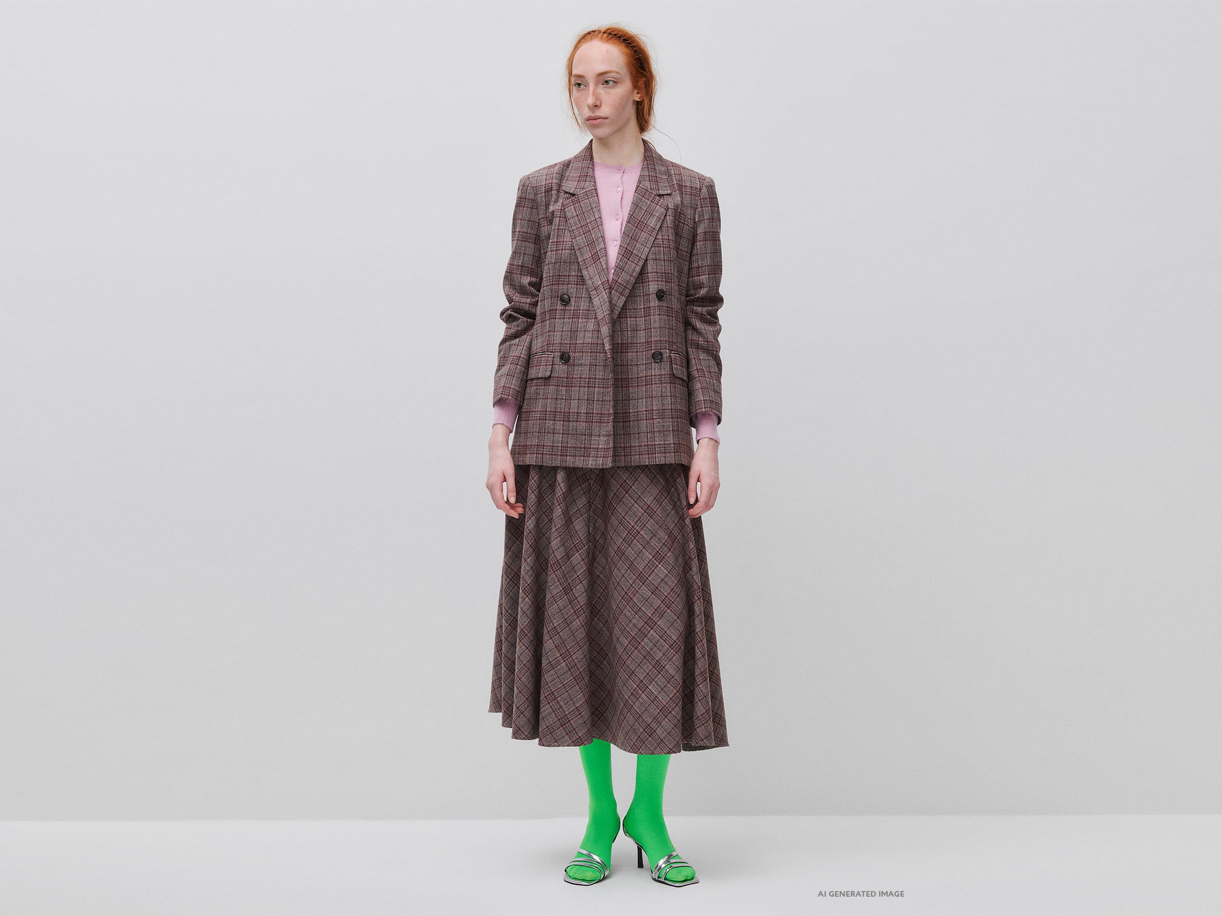 United Colors of Benetton Blazer Tartan Doppiopetto Tg 42
