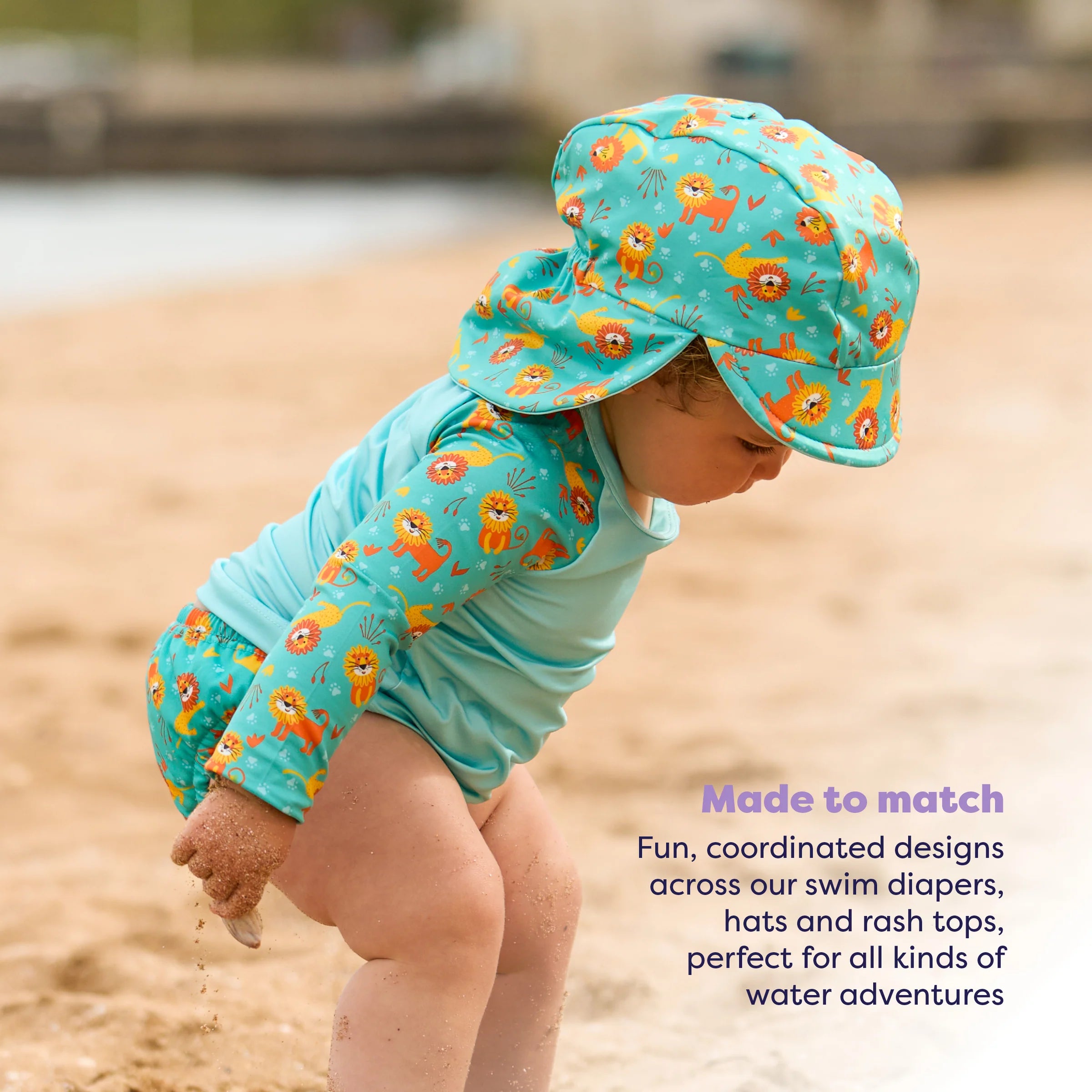 Bambino Mio cappellino mare Cool Cats reversibile UPF 40+ 0-12 mesi