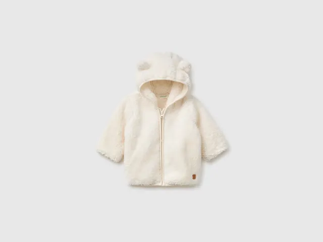 United Colors of Benetton Felpa neonato teddy orecchie zip