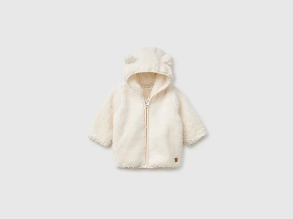 United Colors of Benetton Felpa neonato teddy orecchie zip