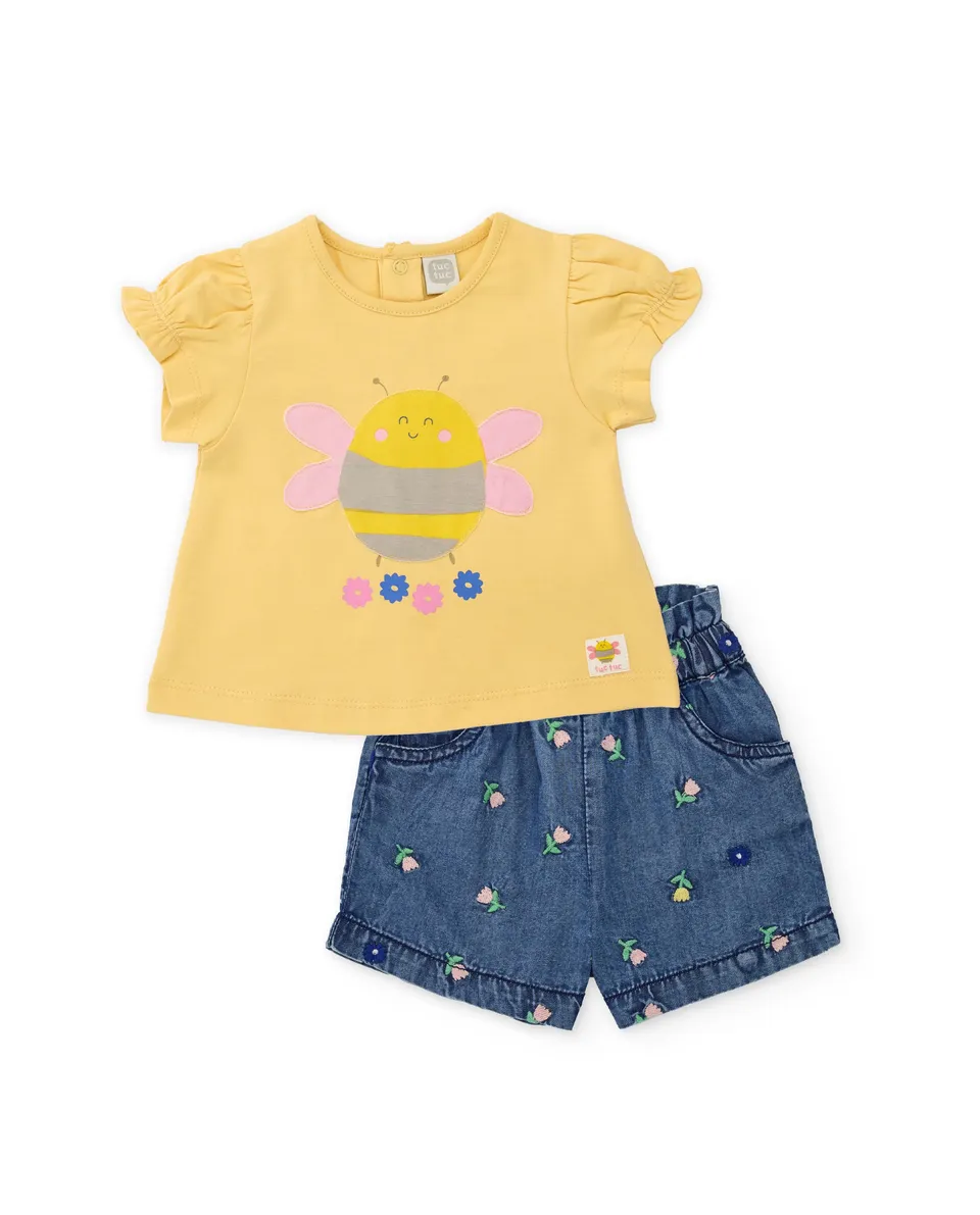 TucTuc Completi Maglia Neonata Giallo Ape Denim 0-1 Mesi