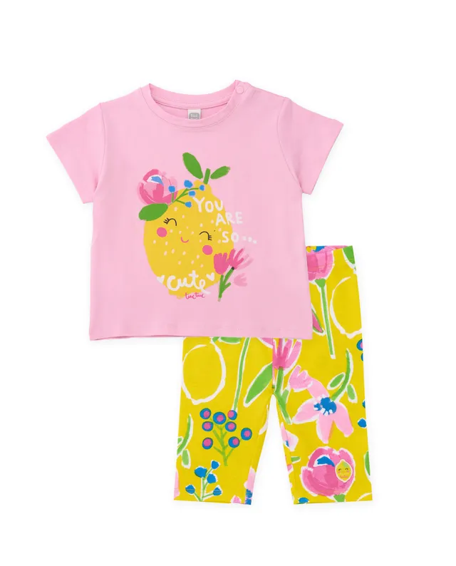TucTuc Completi Bambina Maglia Rosa Fiori Cotone