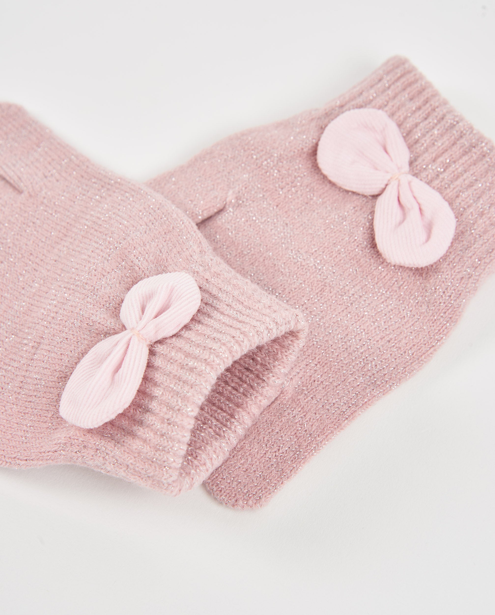 TucTuc Accessori Guanti Bambina Rosa Tricot Fiocco