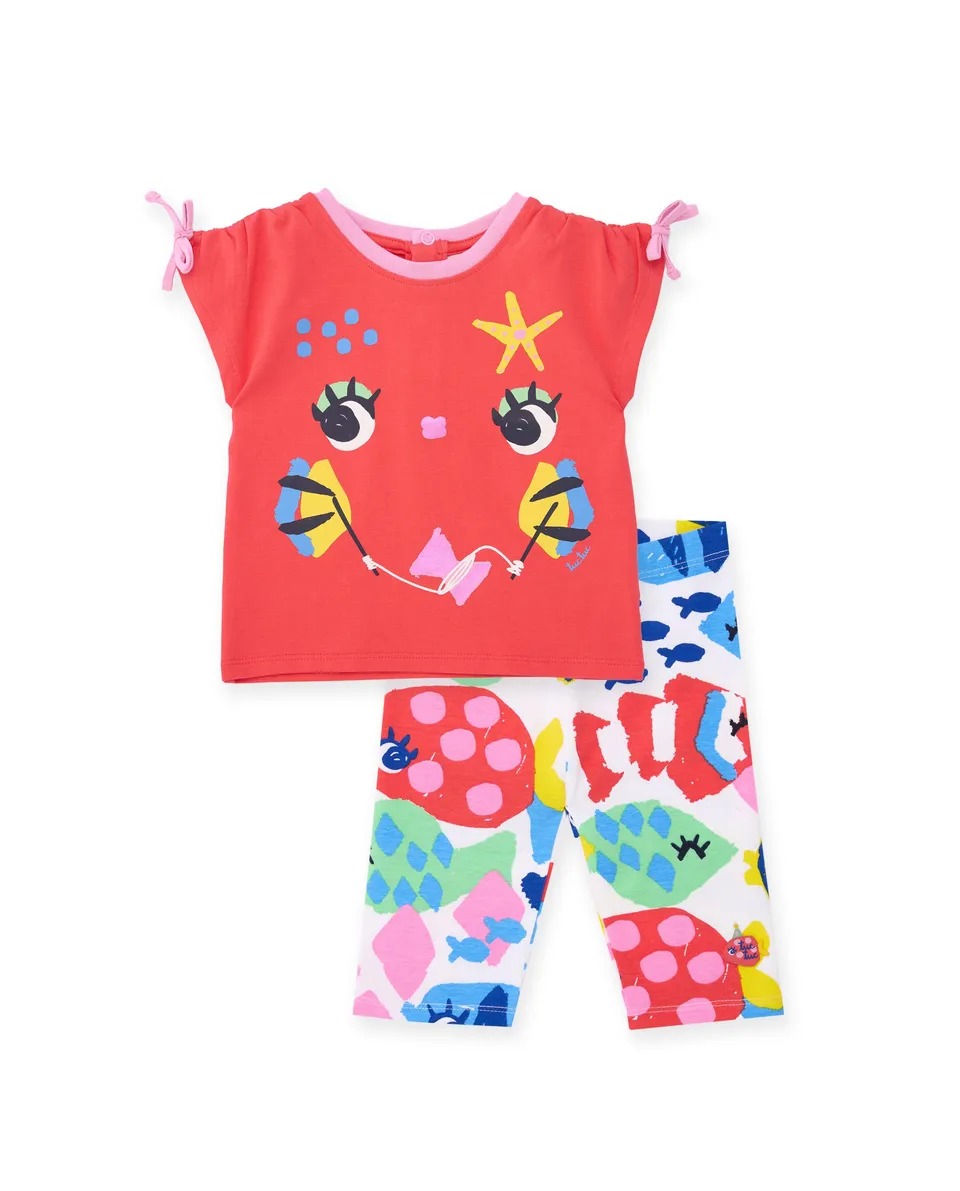TucTuc Completi Set bambina rosso fiocchi t-shirt leggings