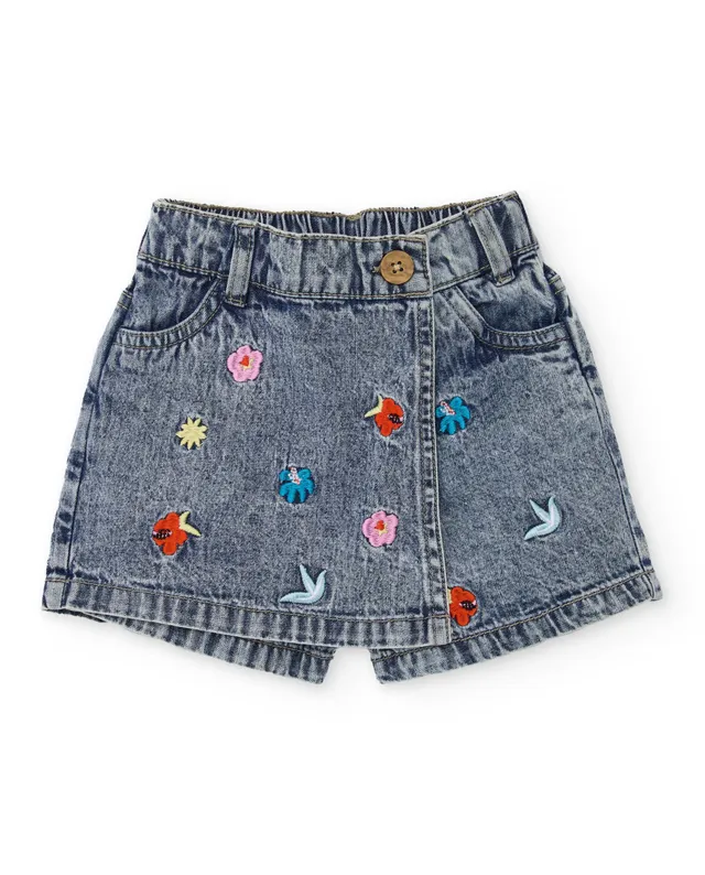 TucTuc Bermuda Shorts Bambina Jeans Ricamo Fiori
