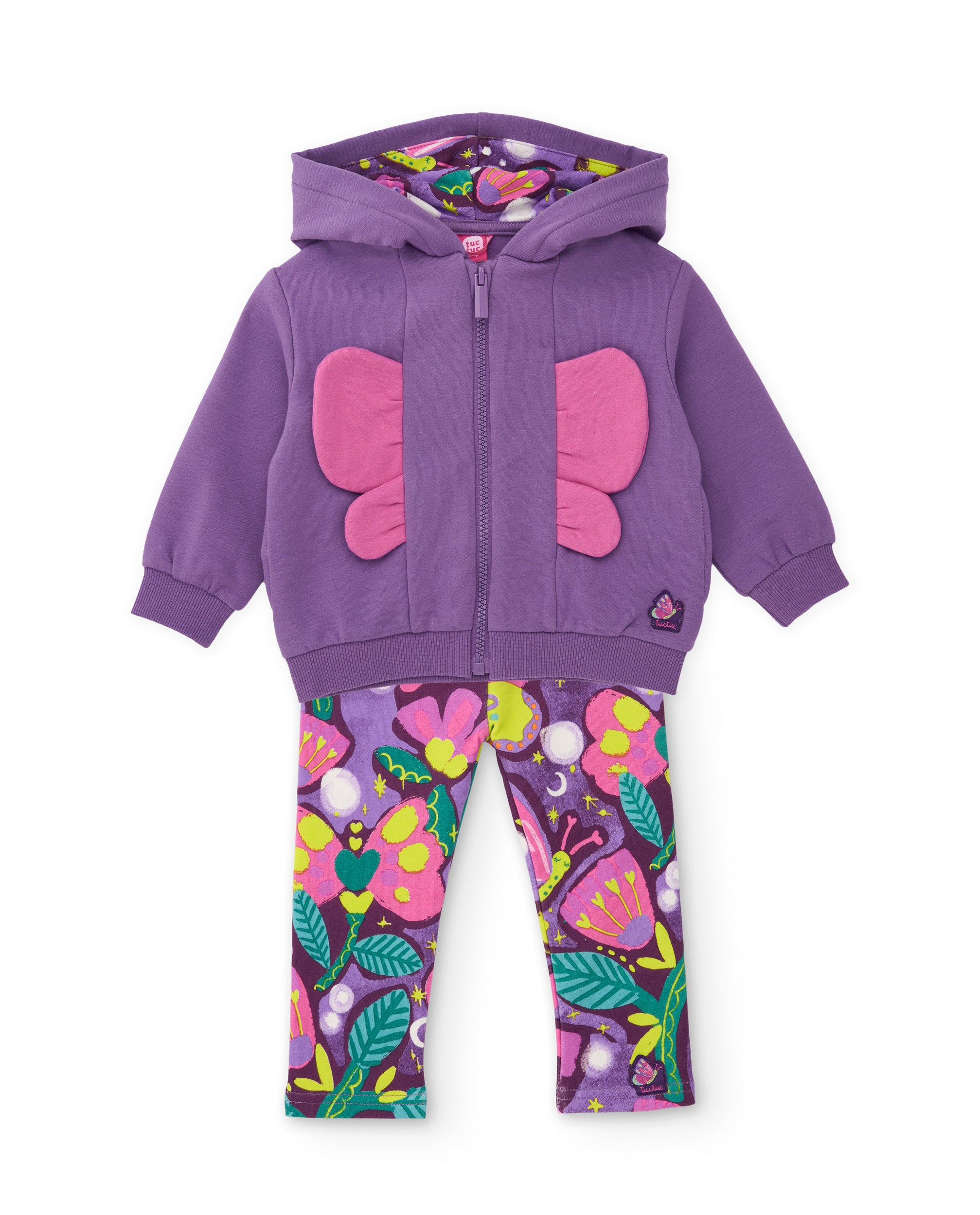 TucTuc Completi Bimba Felpa Lilla 6M-10A Cappuccio+Leggings
