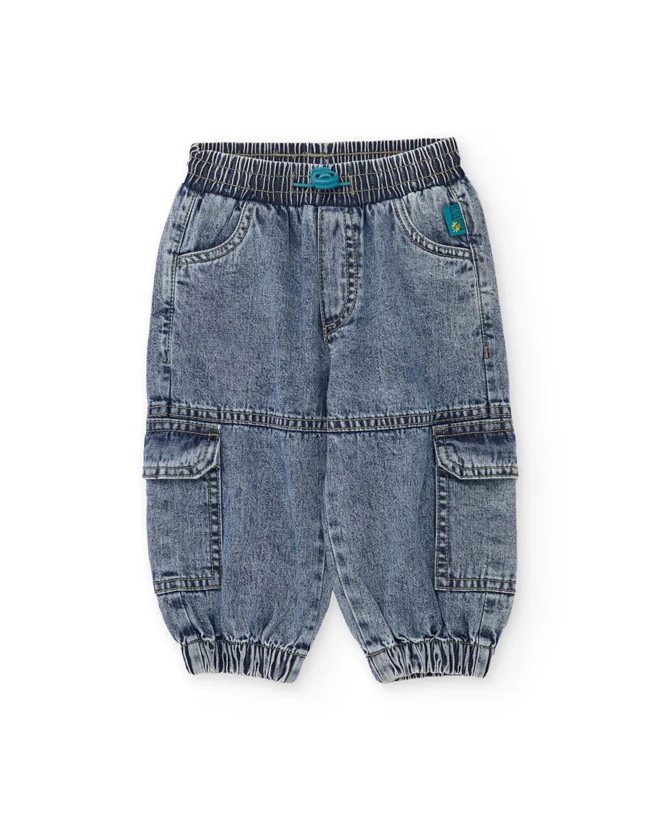 TucTuc Pantaloni jeans bambino denim cargo tasche