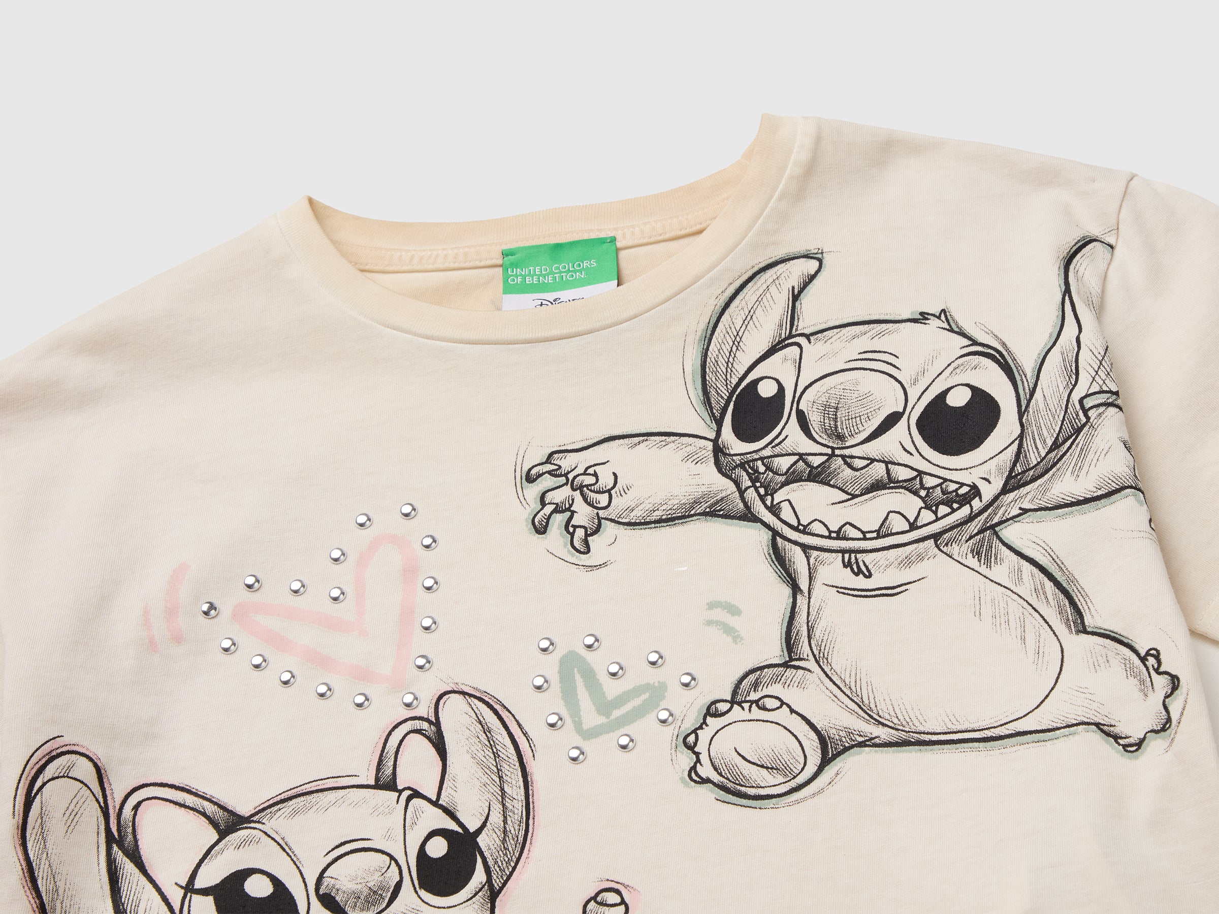 Benetton Lilo & Stitch T-shirt cropped cotone applique
