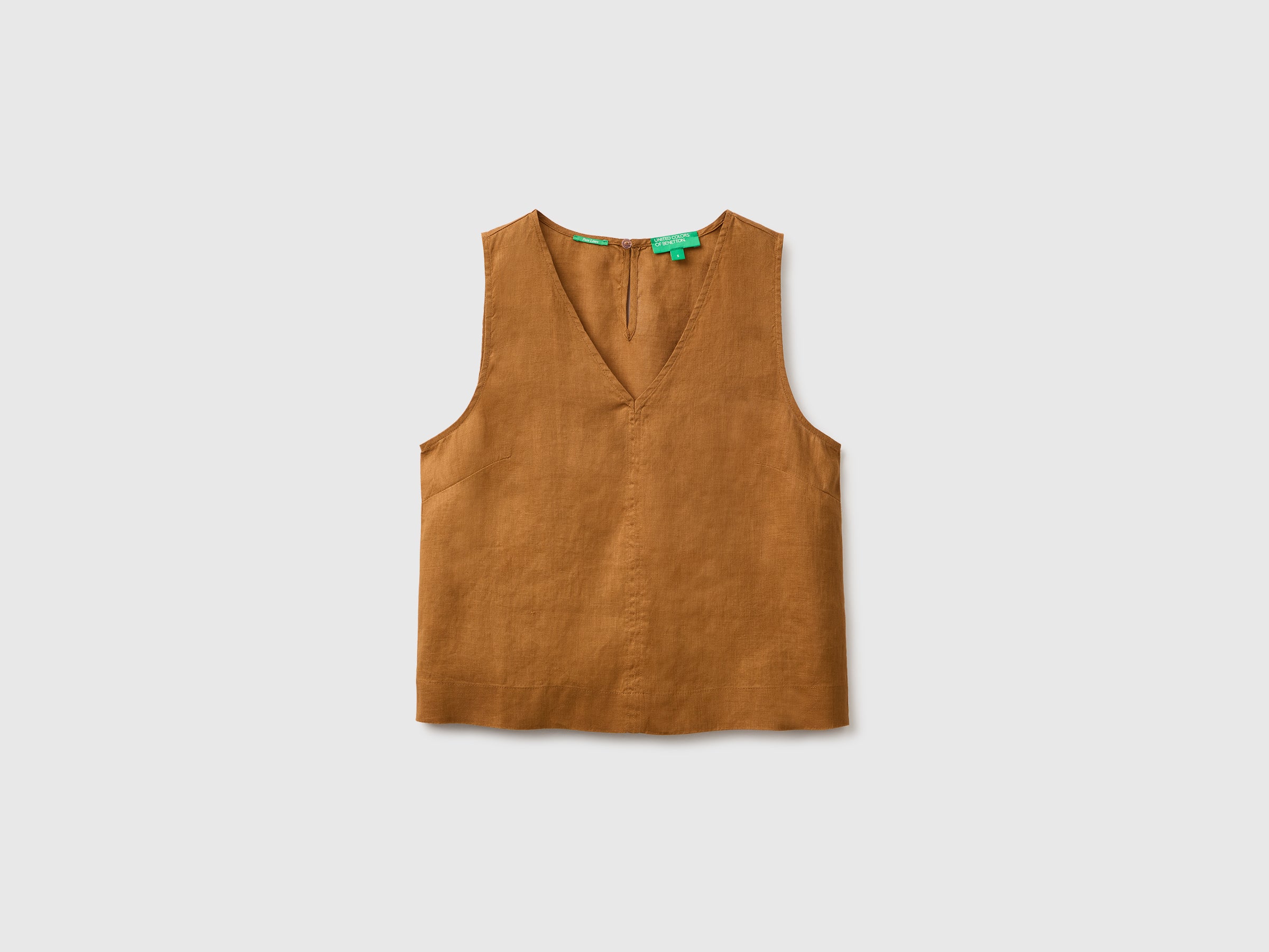 Benetton Tops top lino scollo V M 100% lino